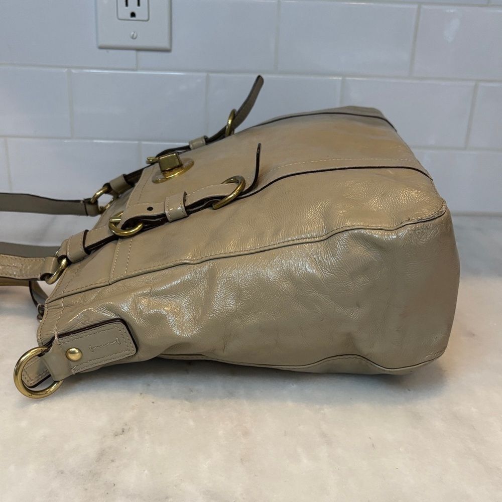 Coach Bag Purse Handbag Leather Chelsea Taupe Patent Convertible Tote Satchel - Picture 10 of 16